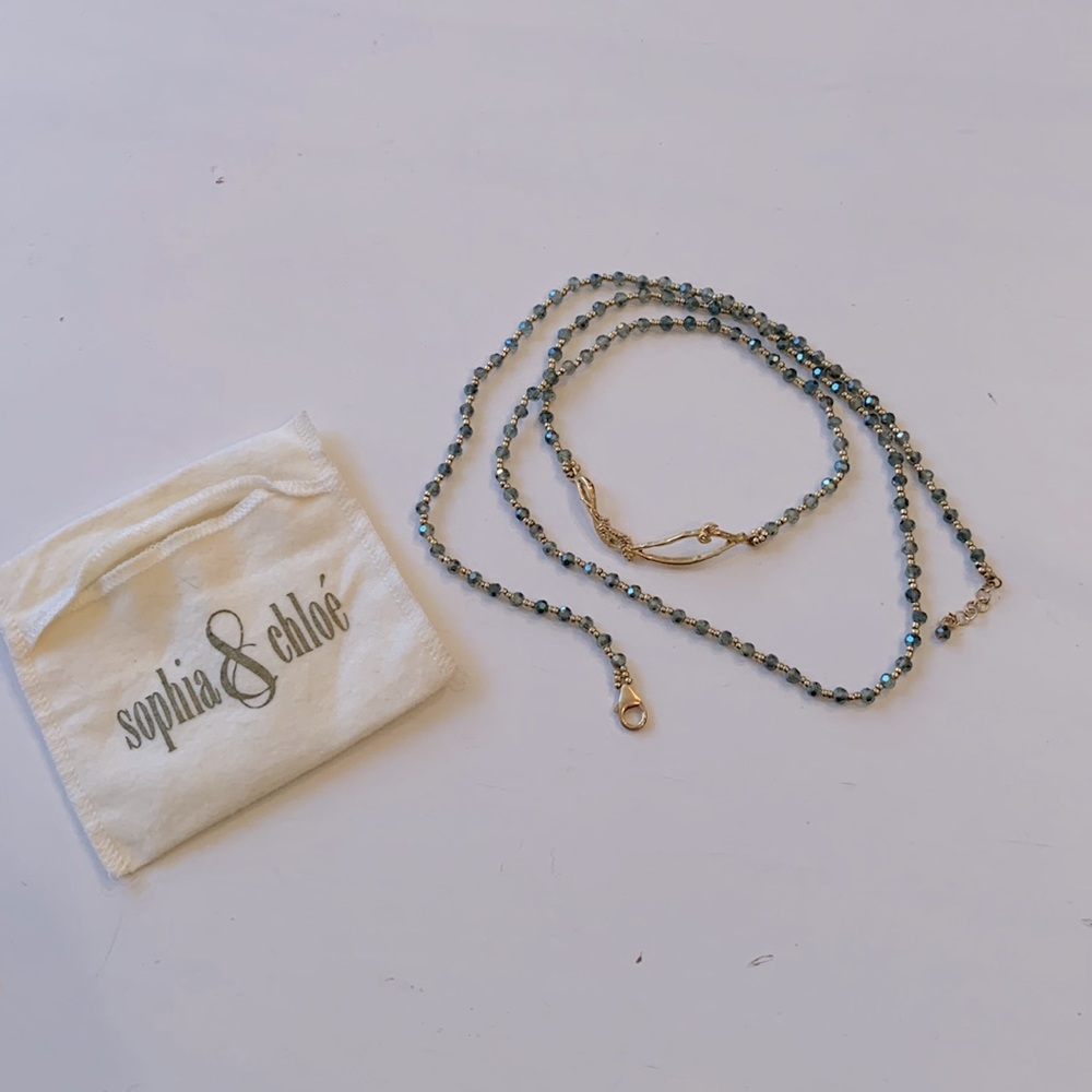 Gold and Blue Beaded Bracelet